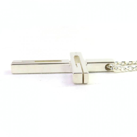 GUCCI Cutout Cross Necklace, AG925 Silver, G-Cross Logo, Made in Italy, Weigh... - Picture 5 of 9